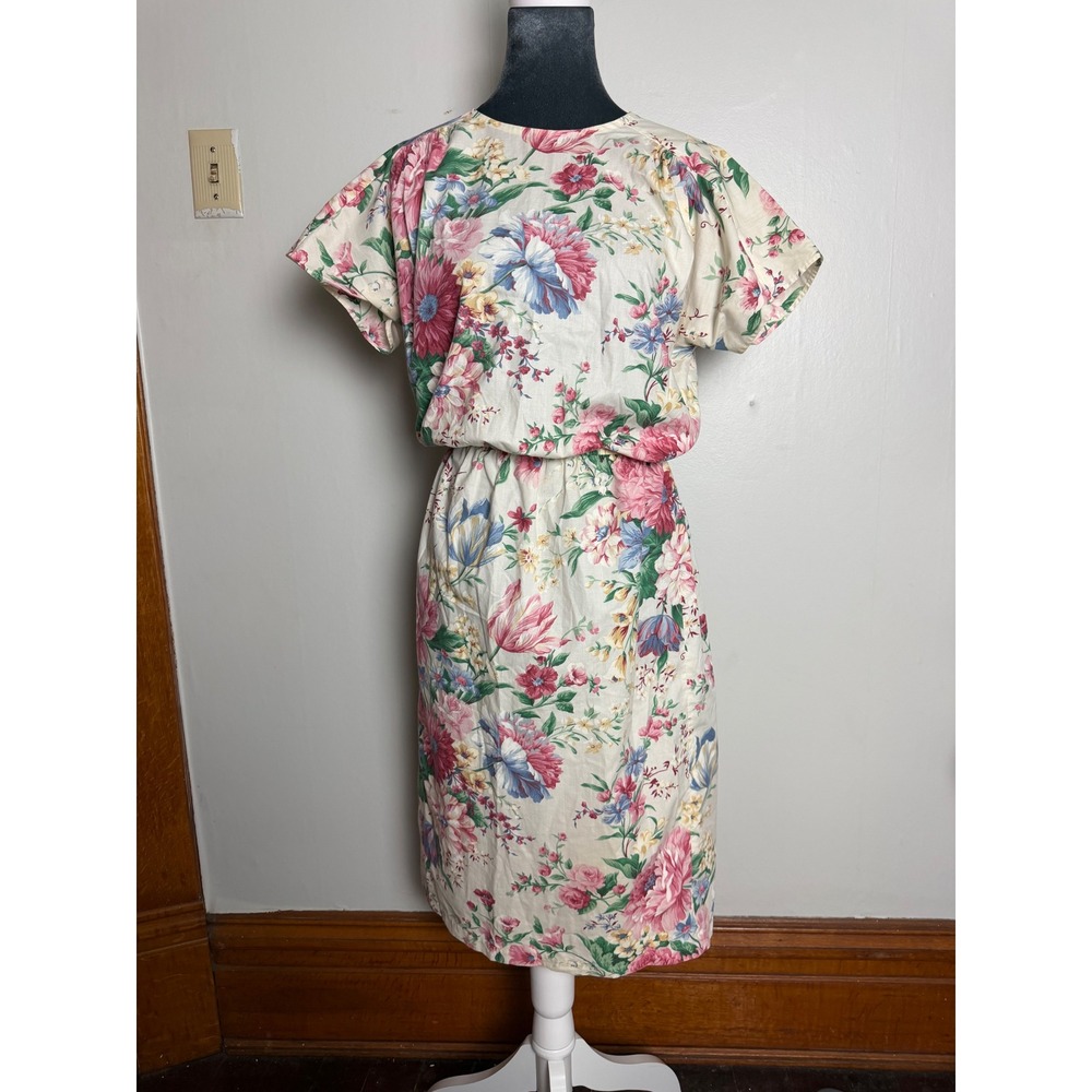 Vintage Floral Midi‎ Dress 80s Cottagecore minimalist country cottage medium